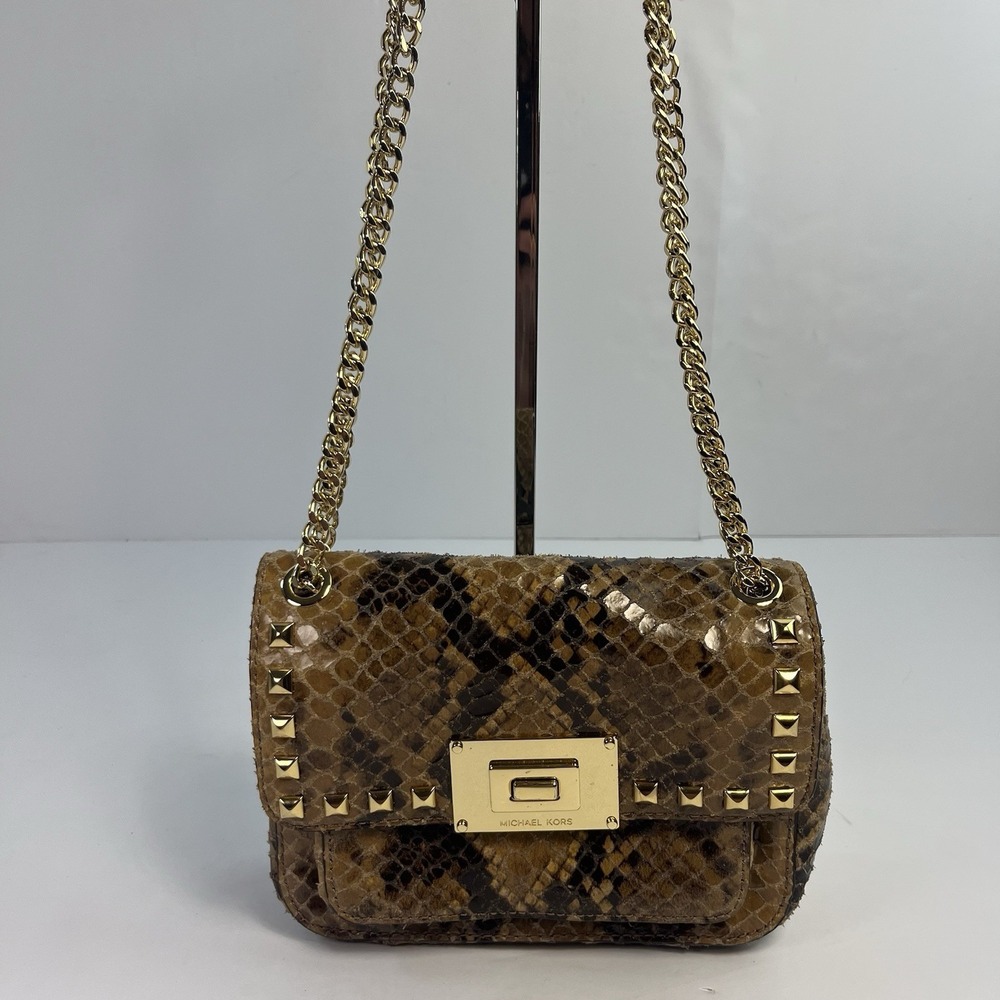 Michael Kors Crossbody Python Messenger Bag Snakeskin Gold Hardware